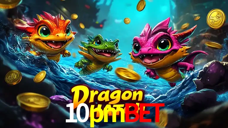 Arte promocional do jogo Dragon Hatch com três adoráveis dragões bebês nadando entre moedas de ouro, um dos slots mais divertidos para jogar no cassino 10pmbet.