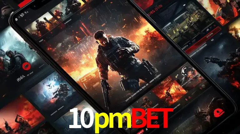 Tela de um celular exibindo uma galeria de jogos de tiro com temática militar, mostrando a variedade de e-sports disponíveis para apostas na plataforma de entretenimento 10pmbet.